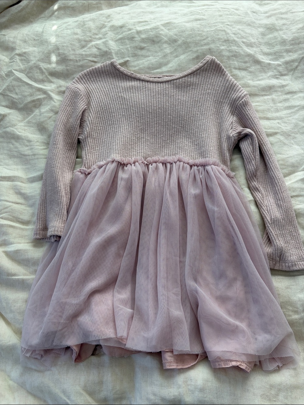 Toddler Long Sleeve Tulle Dress in Light Mauve